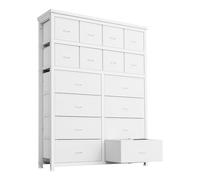 Garvee Commode de Chambre 16 Tiroirs, Commode De Rangement pour Vêtements, Linge, Cosmétiques Et Jouets, Organisateur Gain De Place avec Tiroirs en Tissu Résistant, Blanc