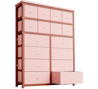 Garvee Commode de Chambre 16 Tiroirs, Commode De Rangement pour Vêtements, Linge, Cosmétiques Et Jouets, Organisateur Gain De Place avec Tiroirs en Tissu Résistant, Rose