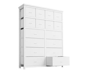 Garvee Commode de Chambre 16 Tiroirs, Commode De Rangement pour Vêtements, Linge, Cosmétiques Et Jouets, Organisateur Gain De Place avec Tiroirs en Tissu Résistant, Blanc