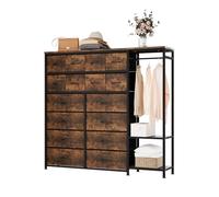 Garvee Commode De Rangement 16 Tiroirs avec Penderie Et Étagères - Organiseur en Tissu pour Chambre, Dressing Ou Entrée, Tigré