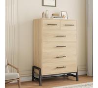 Garvee Commode Élégante et Fonctionnelle en Bois,6 Tiroirs Extra-Profonds, Large Capacité de Rangement (118 cm) pour Chambre, Entrée ou Dressing