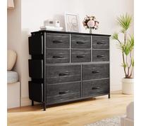 Garvee Commode en Tissu à 10 Tiroirs, avec Rangements Latéraux, Poches Et Crochets, Meuble Gain De Place pour Chambre, Salon Et Couloir.