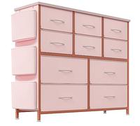 Garvee Commode en Tissu à 10 Tiroirs, avec Rangements Latéraux, Poches Et Crochets, Meuble Gain De Place pour Chambre, Salon Et Couloir.