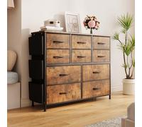 Garvee Commode en Tissu à 10 Tiroirs, avec Rangements Latéraux, Poches Et Crochets, Meuble Gain De Place pour Chambre, Salon Et Couloir.