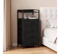 Garvee Commode en Tissu à 4 Tiroirs avec Structure en Acier Et étagère Ouverte, 41 x 29 x 83,5 cm Meuble De Rangement pour Chambre à Coucher, Salon Ou Bureau