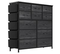 Garvee Commode Haute pour Chambre, Commode à 12 Tiroirs en Tissu, Cadre en Acier, Style Industriel, Meuble De Rangement pour Chambre, Couloir, Entrée, Salon 99x30x110 cm