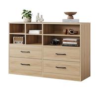 Garvee Commode Moderne 4 tiroirs et 6 niches Ouvertes - Meuble Multifonction avec étagères réglables pour Chambre, Salon ou Appartement - Armoire Basse idéale comme Meuble TV ou d'entrée