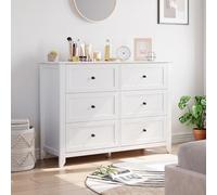 Garvee Commode Moderne 6 Tiroirs Gris pour Chambre à Coucher, Meuble De Rangement en Bois avec Tiroirs Profonds Et Poignées Métalliques, Chiffonnier Polyvalent pour Chambre, Entrée, Couloir Et Salon