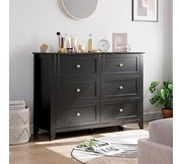 Garvee Commode Moderne 6 Tiroirs Gris pour Chambre à Coucher, Meuble De Rangement en Bois avec Tiroirs Profonds Et Poignées Métalliques, Chiffonnier Polyvalent pour Chambre, Entrée, Couloir Et Salon