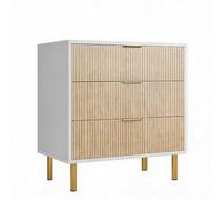 Garvee Commode Moderne à 3 Tiroirs en Bois, Commode Large avec Poignées Vintage Dorées, Design Scandinave, Meuble de Rangement pour Chambre, Salon et Entrée, Bois
