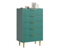 Garvee Commode Moderne à Façades Cannelées 3/5/6 Tiroirs - Grand Chiffonnier en Bois avec Poignées & Pieds Métal Doré - Rangement pour Salon, Chambre, Entrée