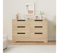 Garvee Commode Moderne en Bois avec 6 Tiroirs, Grande Capacité De Rangement, Poignées Intégrées, Idéale pour Chambre À Coucher, Salon, Couloir Ou Chambr d'enfant