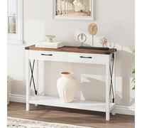 Garvee Console Diavoni avec 2 tiroirs et étagère, 110 x 30 x 80 cm | Table étroite pour entrée, salon et couloir, style industriel rustique