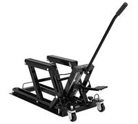 Garvee Cric élévateur hydraulique sécurisé 1500 lbs pour moto et ATV - Plateforme antidérapante, verrouillage sécurité, 4 roues, poignée - Hauteur réglable 12-37 cm - Entretien garage - Couleur : noir