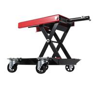 Garvee Cric élévateur moto robuste à ciseaux avec roulettes - Plateau large antidérapant - Goupilles de sécurité - Manivelle centrale - Pour motos, quads, dirt bikes - Facile à utiliser - Capacité 500