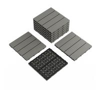 Garvee Dalles de terrasse composite antidérapantes et étanches - Pose rapide à emboîter, effet bois - Idéales pour balcon, jardin, patio, piscine - Gris foncé - 9PCS/Set
