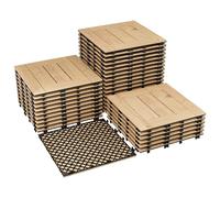 Garvee Dalles emboîtables en bois d'acacia massif 30x30cm, Primaire 33PCS | Dalles clipsables étanches et antidérapantes, installation facile pour terrasse, balcon, piscine, jardin, décoration murale