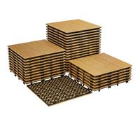 Garvee Dalles extensionérieur en bois d'acacia massif 30x30cm, Jaune 33PCS | Dalles clipsables étanches et antidérapantes, installation facile pour terrasse, balcon, piscine, jardin, décoration murale