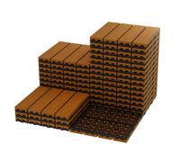 Garvee Dalles extérieurérieures antidérapantes imitation bois - Sol composite étanche et facile à poser - Décoration murale et sol pour patio, balcon, jardin, piscine - Teck - Lot de 27, 27PCS/set,