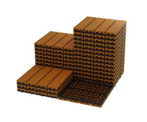 Garvee Dalles extérieurérieures antidérapantes imitation bois - Sol composite étanche et facile à poser - Décoration murale et sol pour patio, balcon, jardin, piscine - Teck - Lot de 27, 27PCS/set,