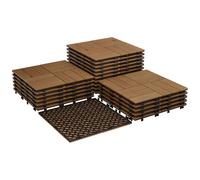 Garvee Dalles terrasse bois d'acacia 30x30cm emboîtables, Brun 33PCS | Caillebotis clipsables étanches et antidérapantes, installation facile pour terrasse, balcon, piscine, jardin, douche