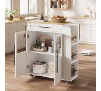 Garvee Desserte îlot De Cuisine, 91,4 cm, Plan en Bois Massif, Style Ferme Moderne, Rangement Mobile avec Tiroir, étagères 3 Niveaux Et roulettes Freinables pour Petits Espaces