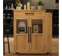 Garvee Desserte îlot De Cuisine, 91,4 cm, Plan en Bois Massif, Style Ferme Moderne, Rangement Mobile avec Tiroir, étagères 3 Niveaux Et roulettes Freinables pour Petits Espaces