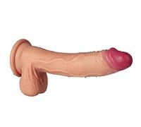 Garvee Dildo réaliste XXL 36cm - Double silicone doux deux couches - Ventouse puissante, stimulation G-spot et anal - Godemichet avec œufs pleins, pour femmes expérimentées - Couleur chair