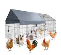 Garvee Enclos pour petits animaux 218x102x102cm - Structure métallique robuste, toit imperméable sécurisé - Idéal poules, canards, lapins, espace de jeu extensionérieur - Montage facile - Couleur gris