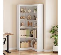 Garvee Énorme capacité - Bibliothèque d’Angle de Bureau 5 Niveaux - Forme en L Robuste - Rangement Ouvert pour Salon, Chambre ou Espace de Travail - Style Ferme Moderne - Structure Solide