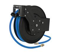Garvee Enrouleur de tuyau d’air rétractable industriel double bras - 300 PSI, montage peinture murale/plafond, rembobinage automatique - Tuyau hybride robuste pour compresseur - Spécifications : 3/8