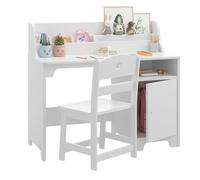 Garvee Ensemble Bureau et Chaise pour Enfants, Table et Chaise en Bois avec Étagère de Rangement, Table d'étude pour Chambre Enfant
