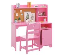 Garvee Ensemble Bureau et Chaise pour Enfants, Table et Chaise en Bois avec Étagère de Rangement, Table d'étude pour Chambre Enfant