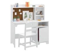 Garvee Ensemble Bureau et Chaise pour Enfants, Table et Chaise en Bois avec Étagère de Rangement, Table d'étude pour Chambre Enfant