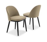 Garvee Ensemble De 2 Chaises De Salle à Manger, Dossier Semi-Circulaire Rembourré Et Pieds en Bois Massif, Bleu Lin. Chaises De Salon/Salle à Manger avec Dossier Ajouré