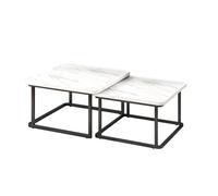 Garvee Ensemble De 2 Tables Basses Gigognes Carrées (60 cm + 50 cm), Petites Tables Basses Carrées Cannelées, Table Centrale Moderne