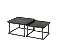 Garvee Ensemble De 2 Tables Basses Gigognes Carrées (60 cm + 50 cm), Petites Tables Basses Carrées Cannelées, Table Centrale Moderne
