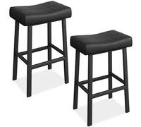 Garvee Ensemble De 2 Tabourets De Bar, Revêtus De Similicuir, avec Assise Rembourrée Et Incurvée Et Piètement en Métal, Tabourets Gain De Place pour Cuisine