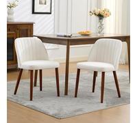 Garvee Ensemble De 4 Chaises De Salle à Manger en Bois avec Siège Rembourré Gris Crème - Chaises Design Midi-Siècle pour Cuisine, Salle à Manger, Bureau