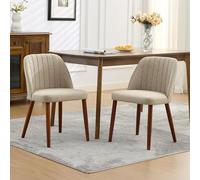 Garvee Ensemble De 4 Chaises De Salle à Manger en Bois avec Siège Rembourré Gris Crème - Chaises Design Midi-Siècle pour Cuisine, Salle à Manger, Bureau