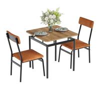 Garvee Ensemble de Salle à Manger 3 Pièces, Table de Cuisine en Bois avec 2 Chaises Rembourrées en PU, Structure en Métal, Style Industriel pour Salle à Manger, Cuisine