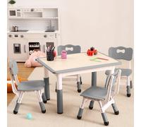 Garvee Ensemble De Table Et Chaises Enfants, Table d’Activités avec 4 Chaises Gauteur Réglable, Pieds Antidérapants, Bureau à Motifs Graffiti, Loisirs Créatifs, Apprentissage, Plateau Résistant à l'e