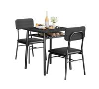 Garvee Ensemble Salle à Manger 3 pièces pour 2 Personnes - Table carrée compacte avec étagère de Rangement, Plateau en Bois, Cadre en métal - Chaises rembourrées - Mobilier Gain de Place, Cuisine