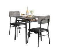 Garvee Ensemble Table à Manger 3 pièces pour 2 Personnes - Table carrée compacte avec Plateau en Bois, chaises rembourrées, étagère de Rangement intégrée, Cadre en métal Robuste - Parfait pour Petit