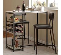 Garvee Ensemble Table à Manger avec 2 Chaise e Salle à Manger en Cuir synthétique, Table de Cuisine avec Étagère Modernes, Cadre en Acier, 2 Niveaux de Rangement