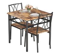 Garvee Ensemble Table à Manger avec 2 Chaises MDF, Table de Cuisine pour 2 Personnes, Structure en Métal, Modernes pour Salon, Chambre, Cuisine 74x74x76 cm