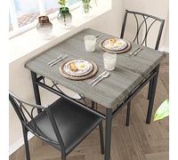 Garvee Ensemble Table à Manger avec 2 Chaises Rembourrées, Table de Cuisine pour 2 Personnes, Structure en Métal, Modernes pour Salon, Chambre, Cuisine 74x74x76 cm