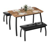 Garvee Ensemble Table à Manger avec Banc Rembourré pour 4 Personnes, Modernes Structure & Pieds en Acier, Table De Cuisine Compacte pour Salon, Cuisine, Les Petits Espaces