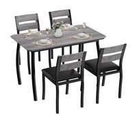 Garvee Ensemble Table à Manger avec Chaises pour 4 Personnes, Modernes Structure & Pieds en Acier, Table De Cuisine Compacte Style Campagnard pour Salon, Cuisine, Les Petits Espaces