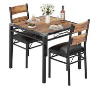 Garvee Ensemble Table à Manger Compact 2 Personnes - Table Style bistrot Bois Marron rétro et 2 chaises rembourrées - Idéal Petite Cuisine ou Appartement - Couleur rétro, spécification 1+2